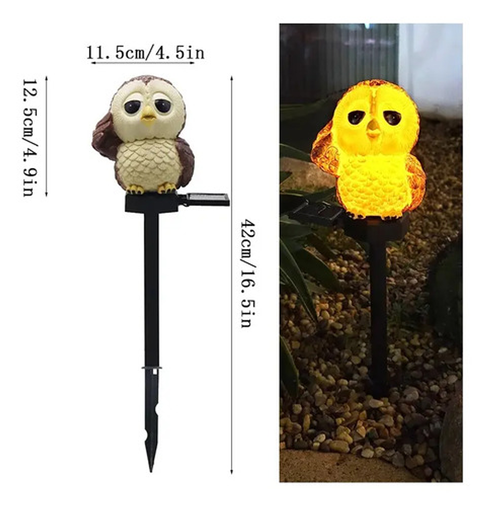 X4 Luces Led De Búho Solares, Lámparas Impermeables Jardín 3