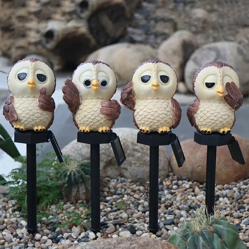 X4 Luces Led De Búho Solares, Lámparas Impermeables Jardín 5