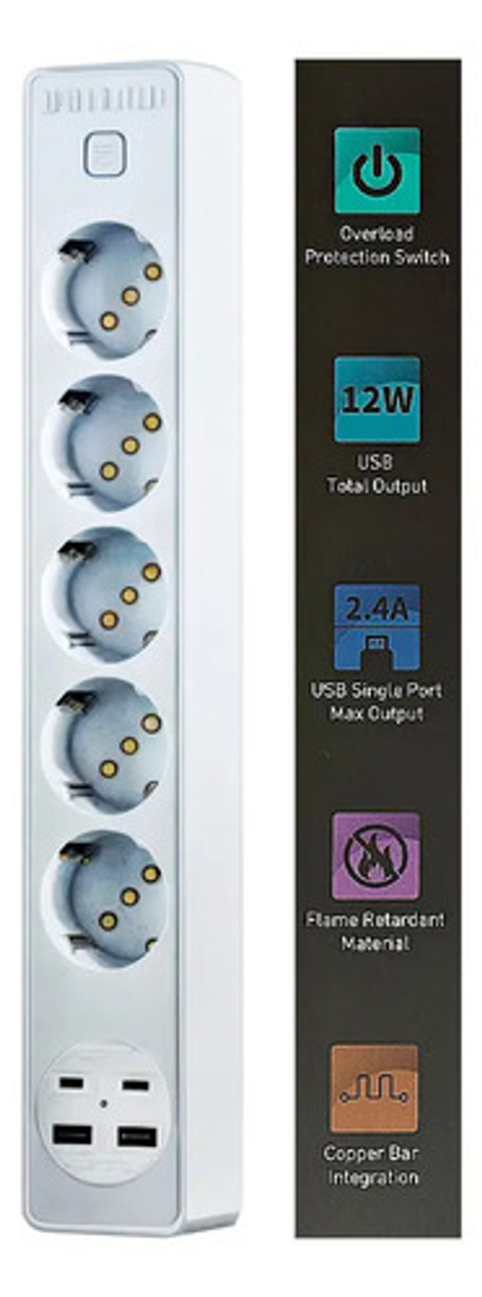 Alargador 5 Posiciones, 2 Puertos Usb, 2 Puertos Type-c 9