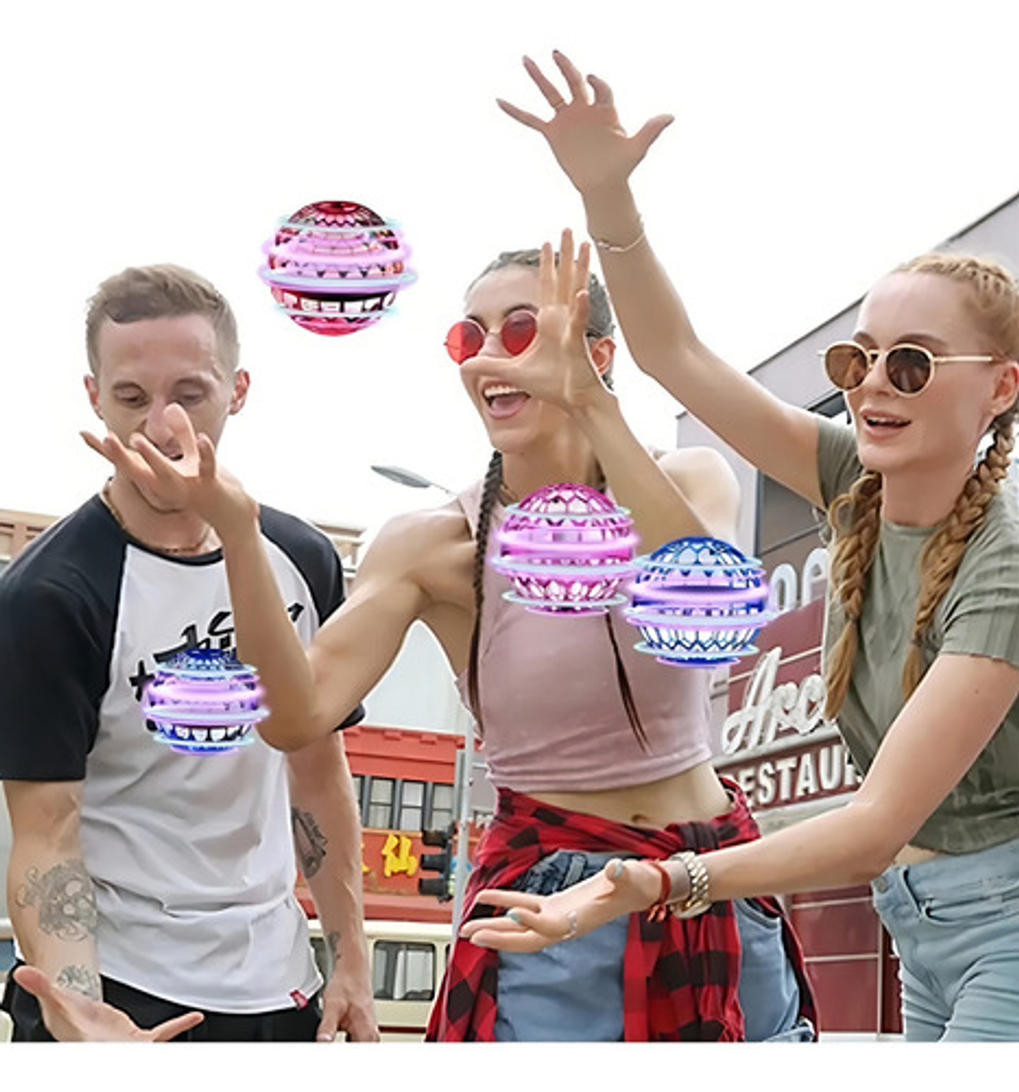 Pelota Voladora Flynova Pro Magic Spinner Led 360°, C Color Rojo Variada 5