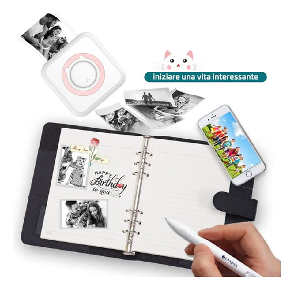 Mini Impresora Térmica Portátil Bluetooth 5 Rollos Repuesto 4