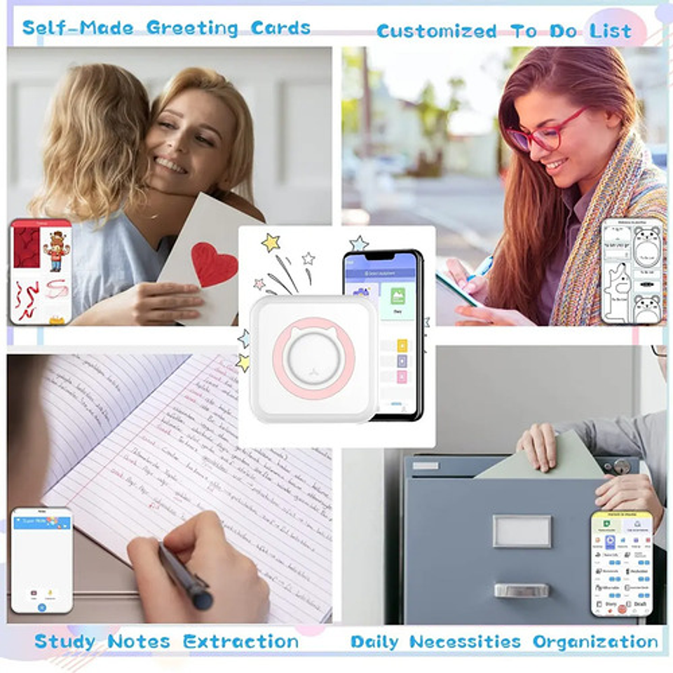 Mini Impresora Térmica Portátil Bluetooth 5 Rollos Repuesto 5