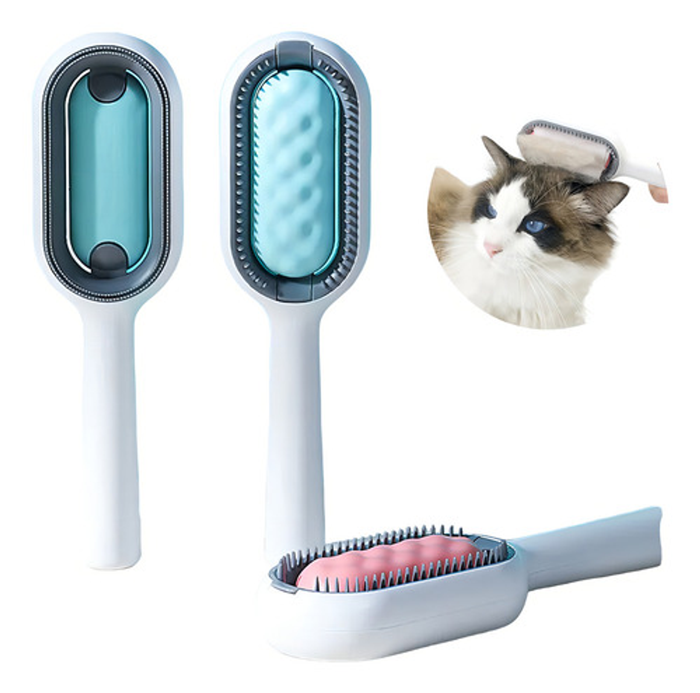 Cepillo Quitapelos Mascotas Elo Imports Blue Cat Dog Scraper Siliconado Azul 2