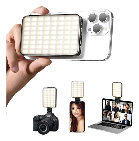 Luz Led Asolounclick Xj-77 Negra Recargable Selfie Streaming Cri 97+ Negro