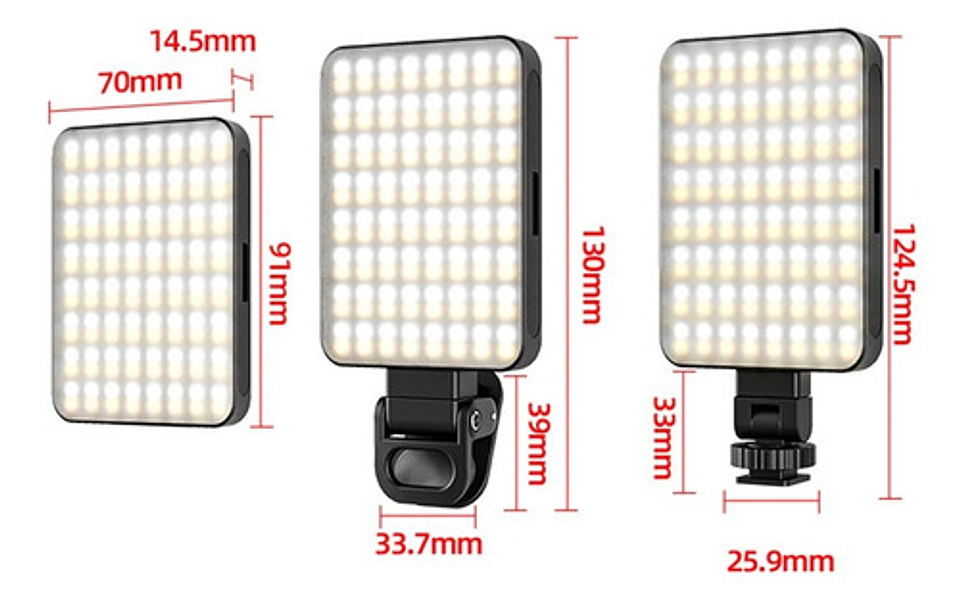 Luz Led Asolounclick Xj-77 Negra Recargable Selfie Streaming Cri 97+ Negro 3