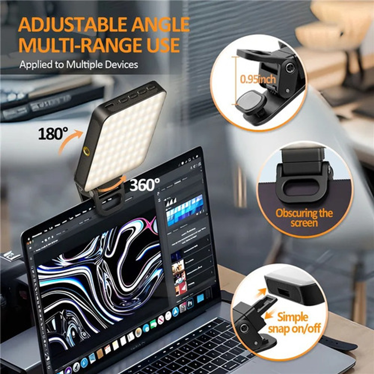 Luz Led Asolounclick Xj-77 Negra Recargable Selfie Streaming Cri 97+ Negro 6