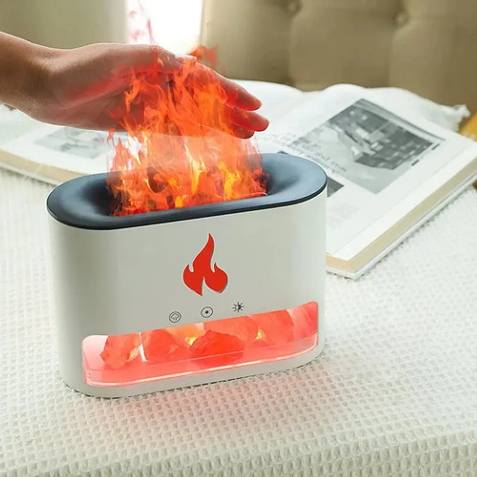 Humidificador Difusor De Aroma Efecto Flama Piedra Sal 14