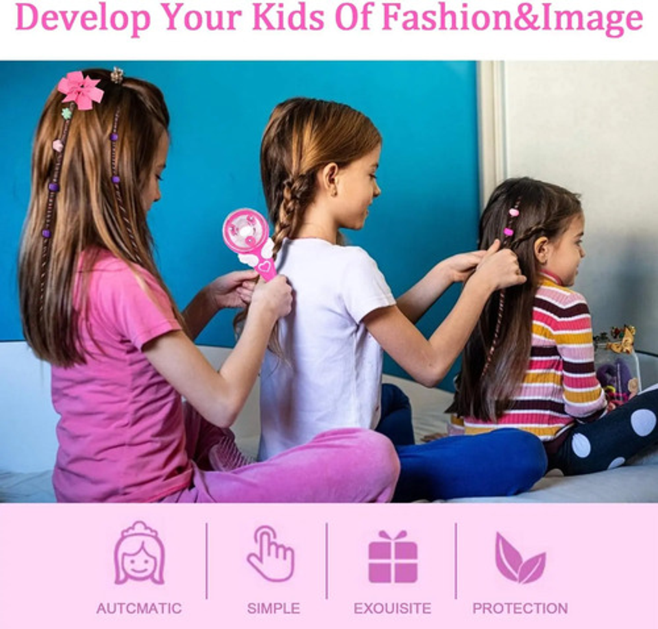 Trenzador Automático De Cabello Rosa Niñas Moda De Belleza 5