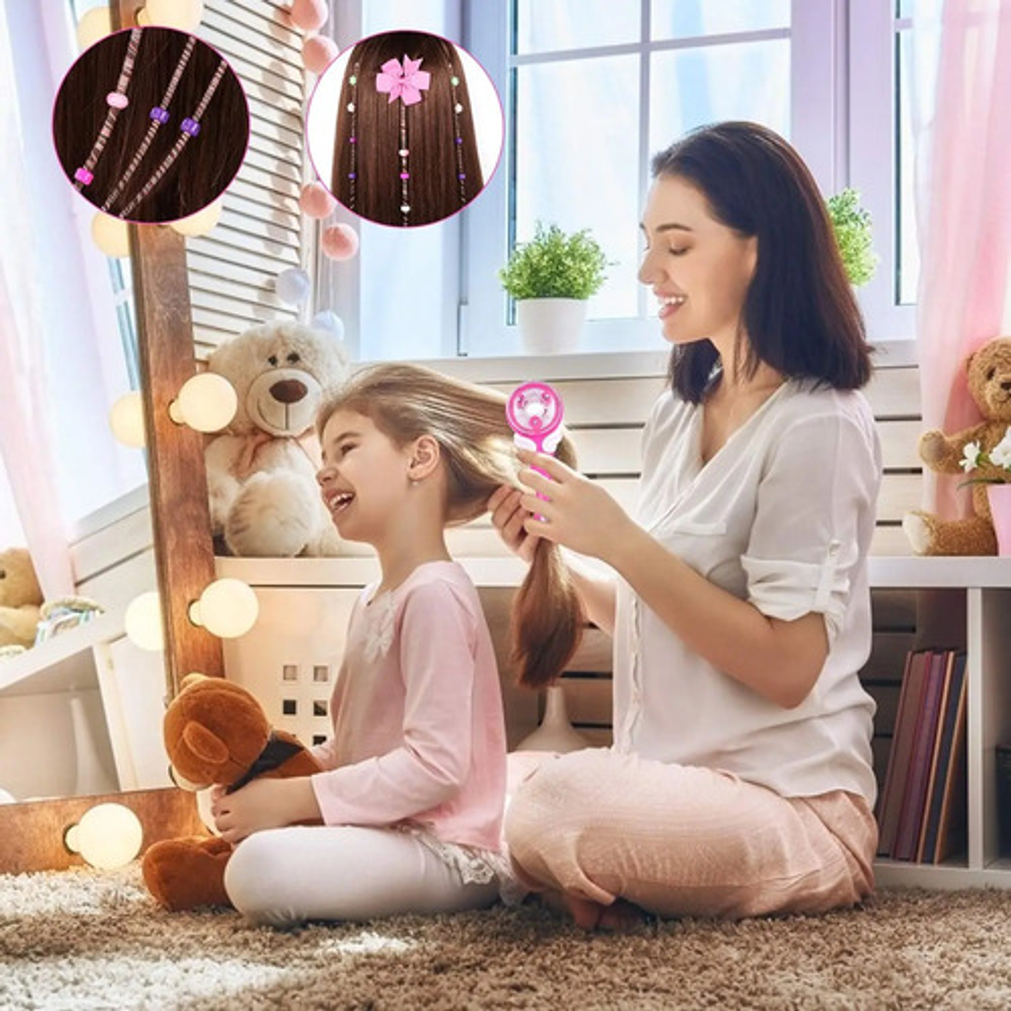 Trenzador Automático De Cabello Rosa Niñas Moda De Belleza 7