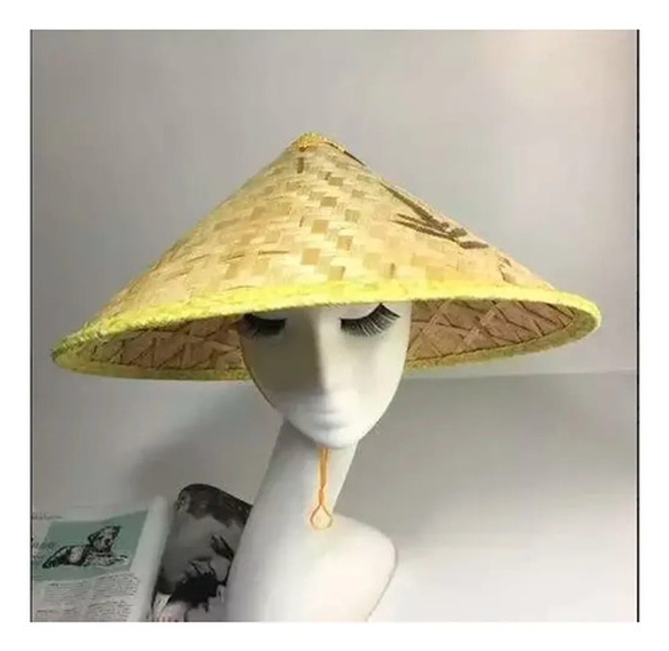 Sombrero Tradicional Chino Bambú Eco & Deco Dragon Guerrero Beige Unica Geométrico 6