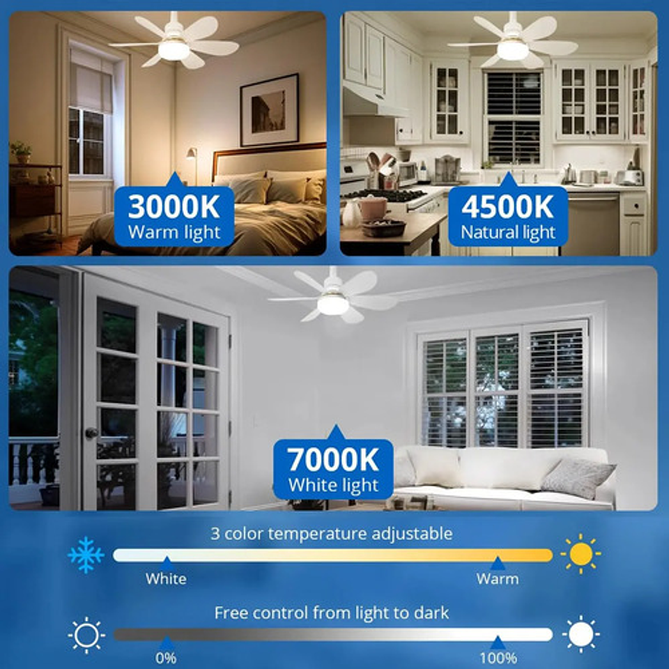 Ventilador De Techo Silencioso E27 De 20,5 Pulgadas 6