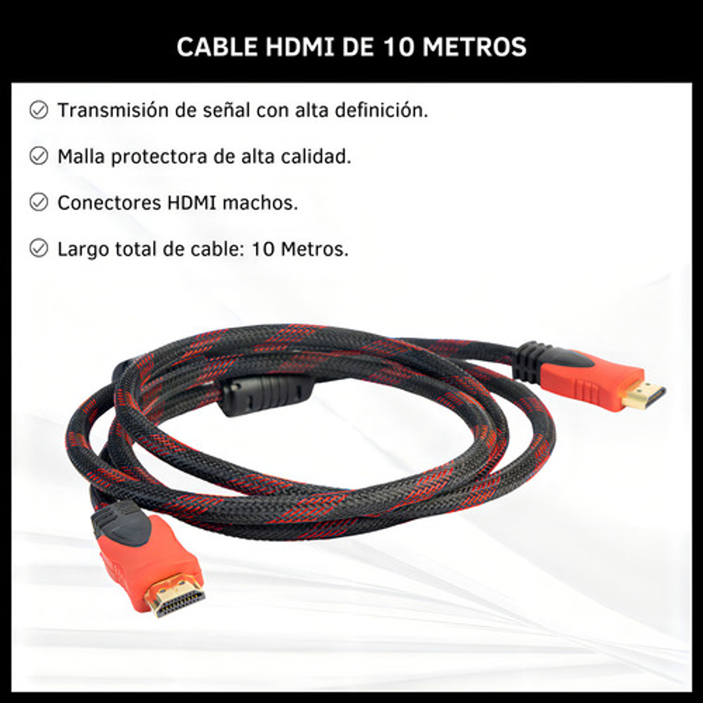 Cable Hdmi 10mt Mallado Full Hd Con Filtro - Tecnomati 7