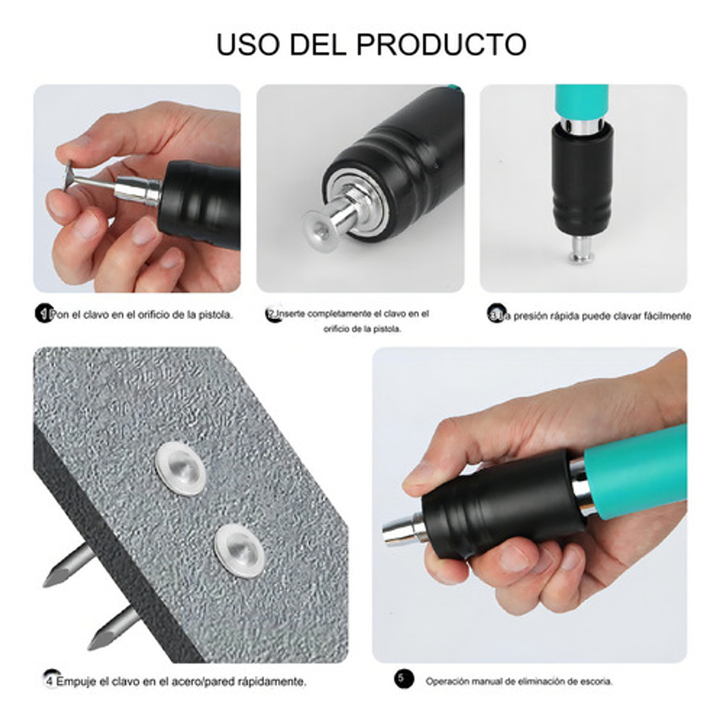 Kit De Pistola De Fijación De Pared Portátil + 100clavos 7