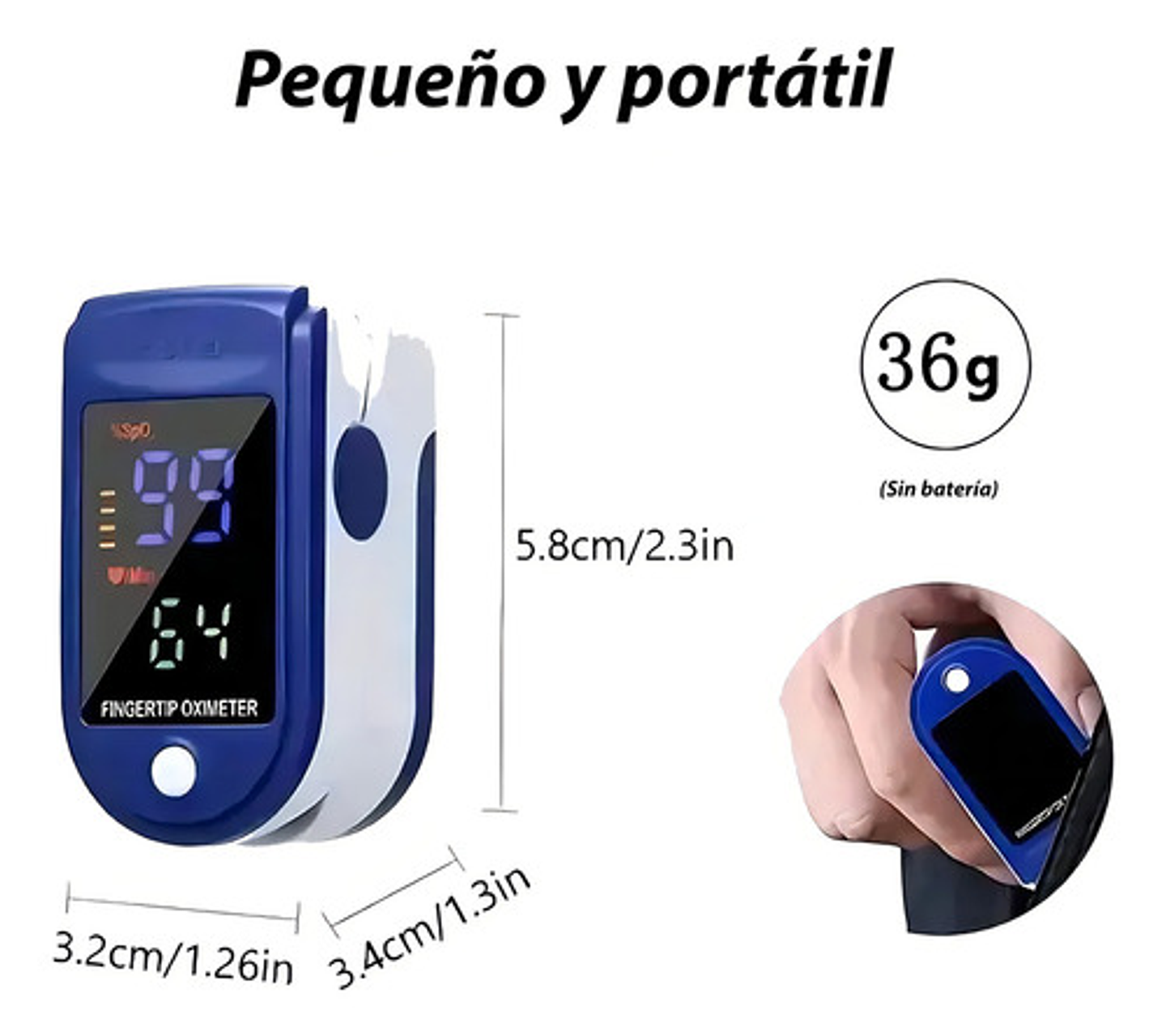 Oxímetro De Pulso Saturómetro Saturación De Oxigeno Dedo 8