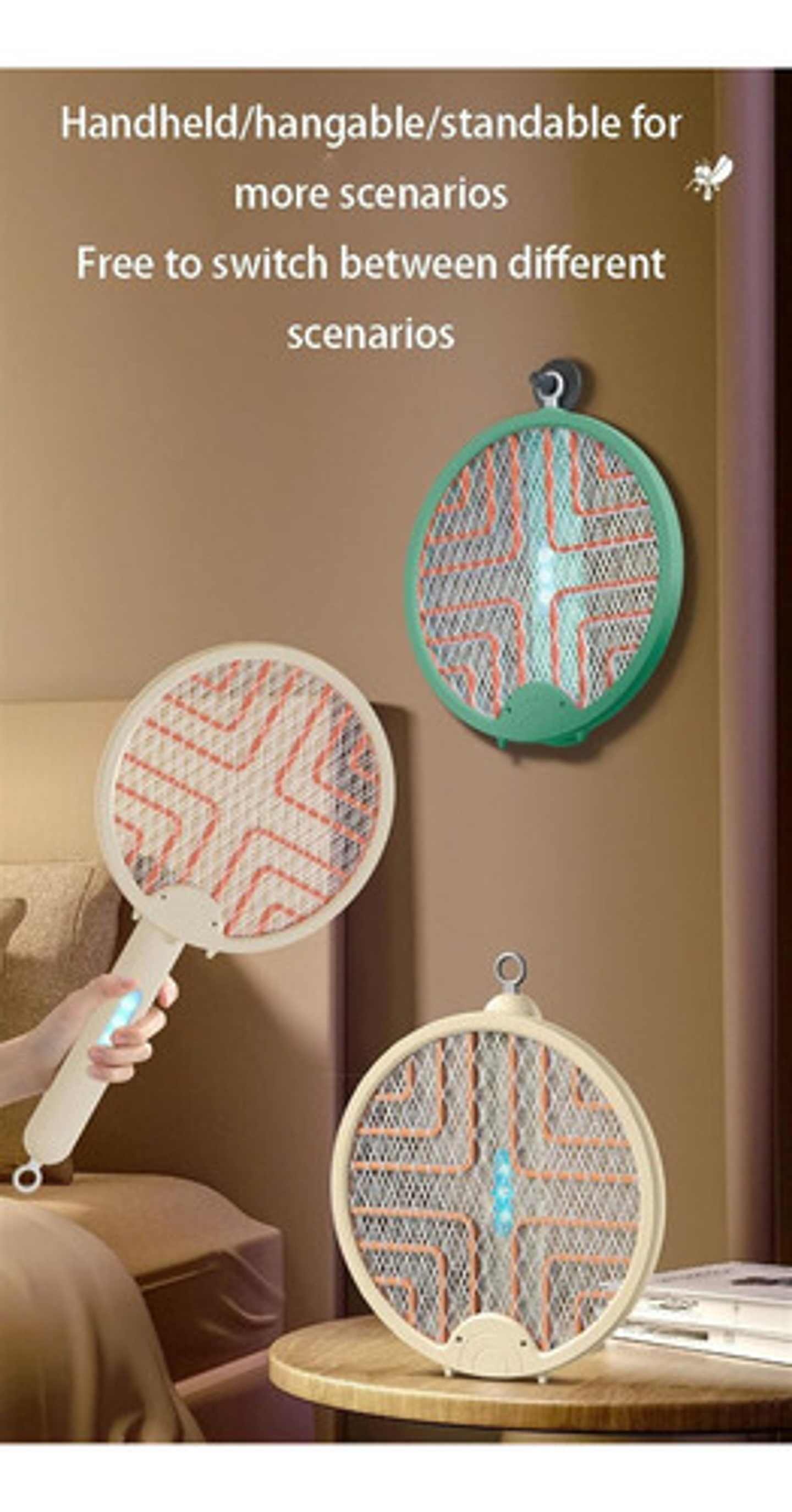 Raqueta Matamoscas Eléctrico Recargable 3en1 Mata Mosquito 7