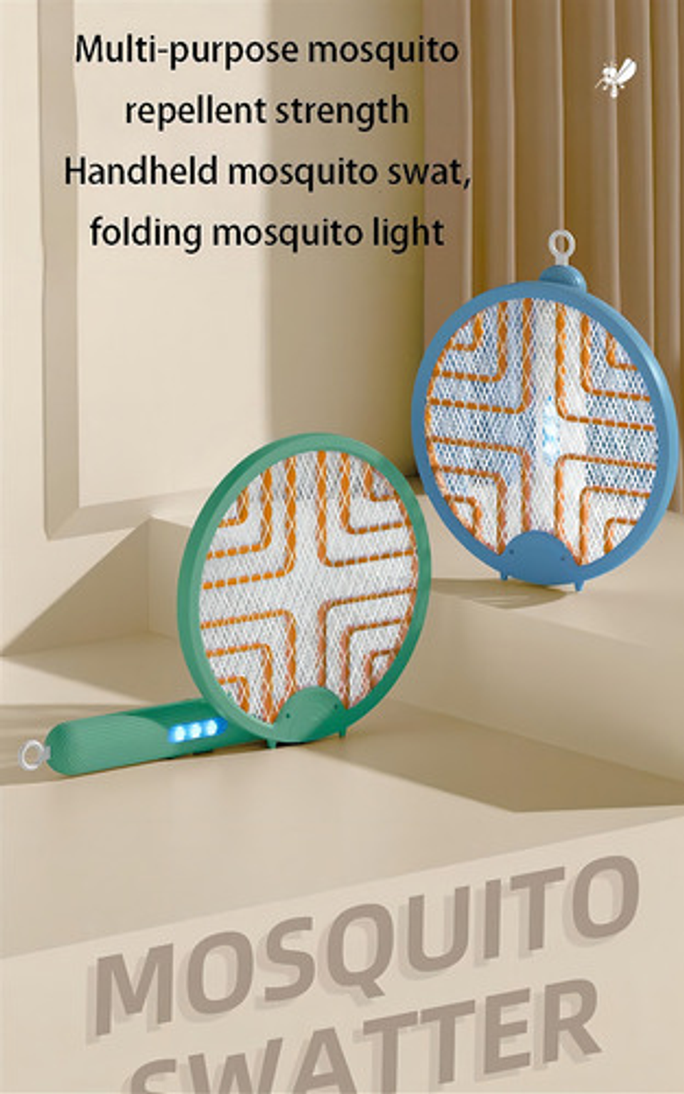 Raqueta Matamoscas Eléctrico Recargable 3en1 Mata Mosquito 8