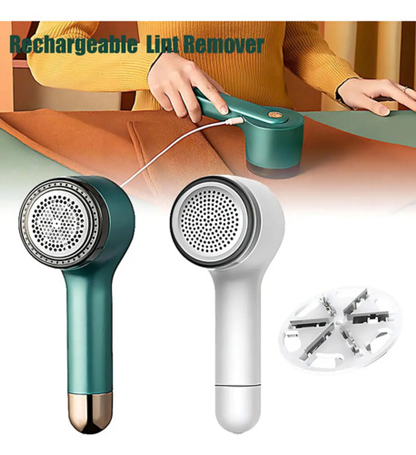 Removedor De Pelusas Eléctrico Quita Pelusas Recargable Usb 10