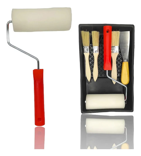 Kit Set Para Pintar 1 Bandeja 3 Brochas 1 Rodillo 1 Espatula