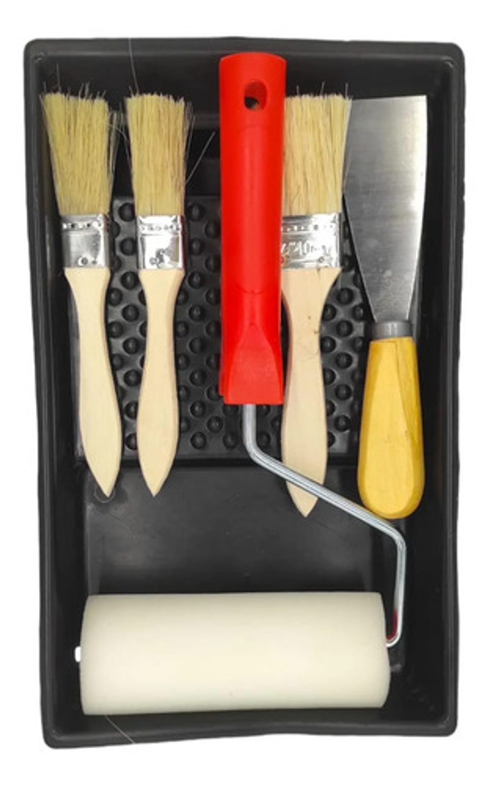 Kit Set Para Pintar 1 Bandeja 3 Brochas 1 Rodillo 1 Espatula 2