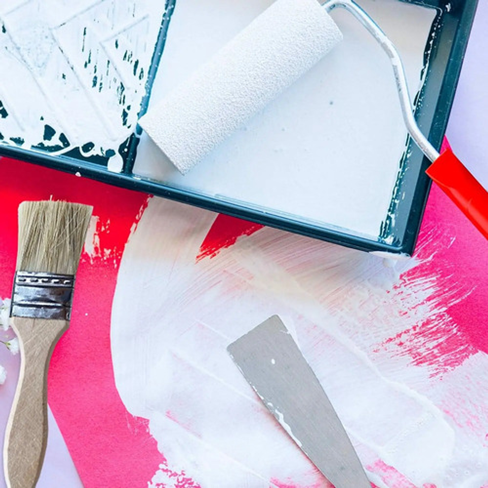 Kit Set Para Pintar 1 Bandeja 3 Brochas 1 Rodillo 1 Espatula 3