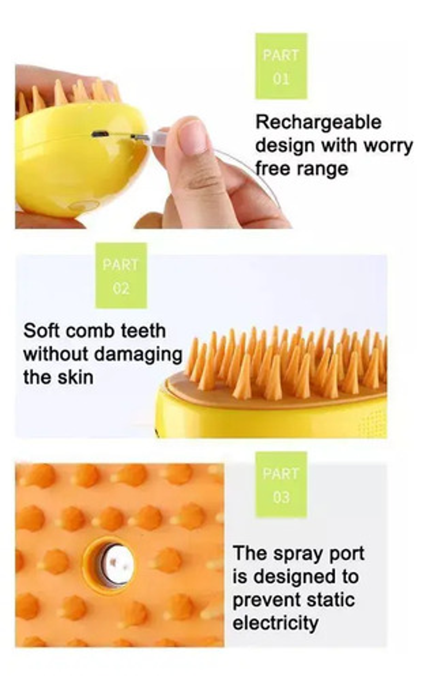 Cepillo Automático Para Gatos A Vapor 3 En 1 Color Verde 7