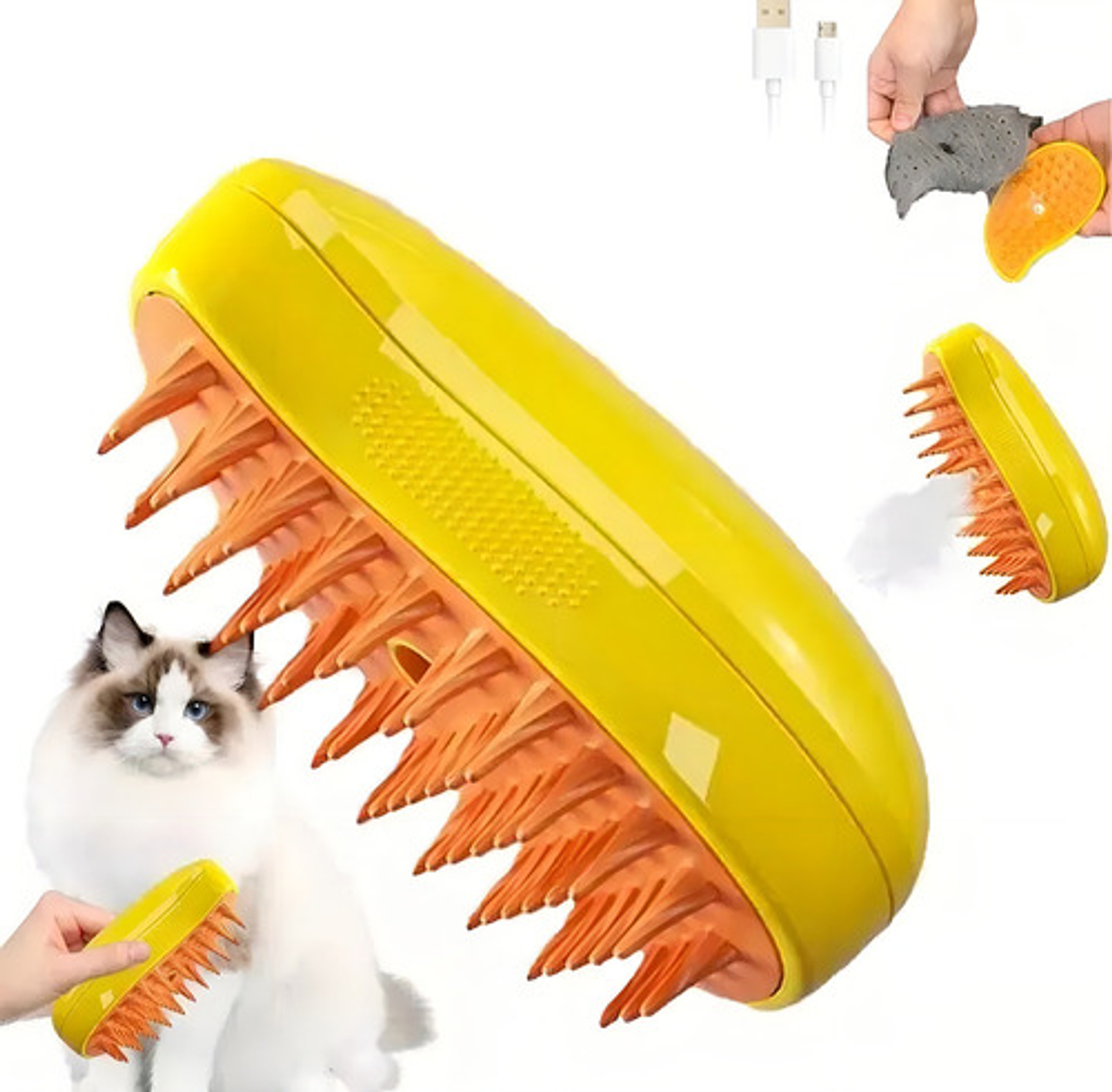 Cepillo Automático Para Gatos A Vapor 3 En 1 Color Verde 10