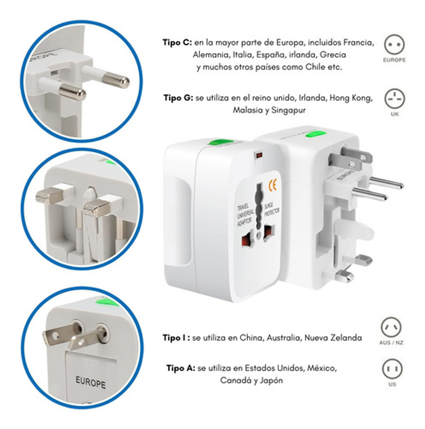 Adaptador Enchufe Universal Para Viajes 7