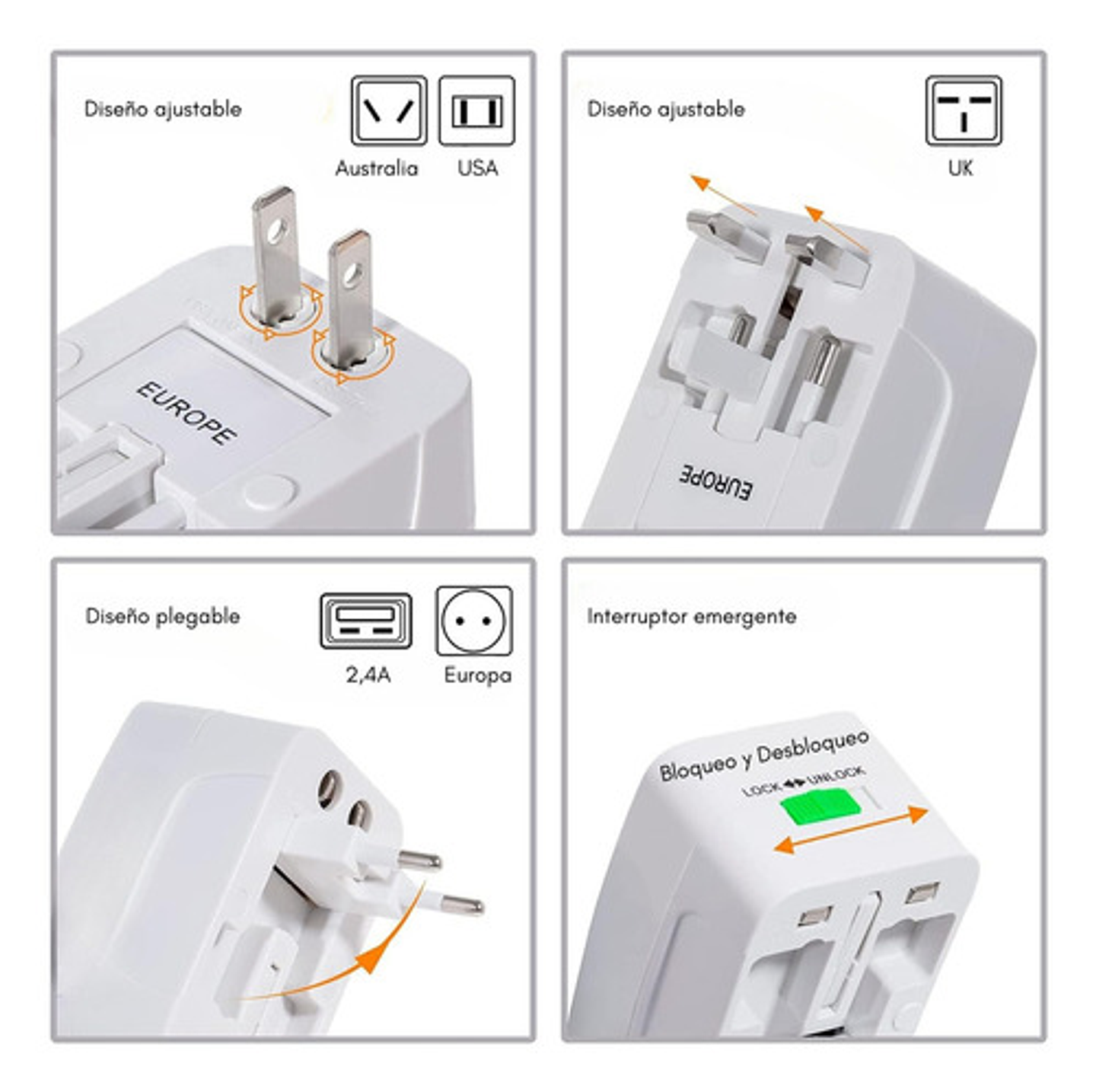 Adaptador Enchufe Universal Para Viajes 9