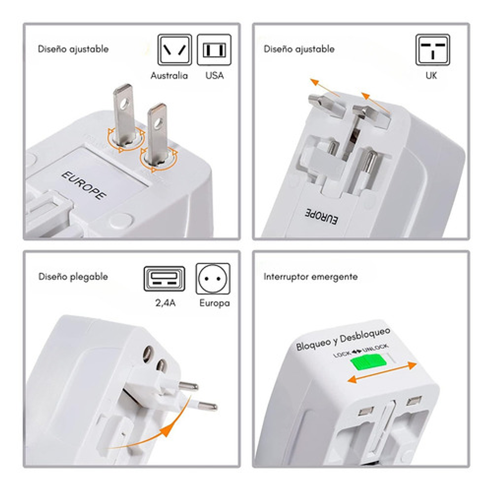 Adaptador Enchufe Universal Para Viajes 9