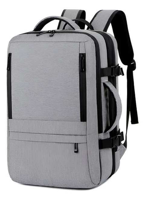 Mochila De Viaje Avión Multifuncional Gran Capacidad 35 Lts Color Gris Liso