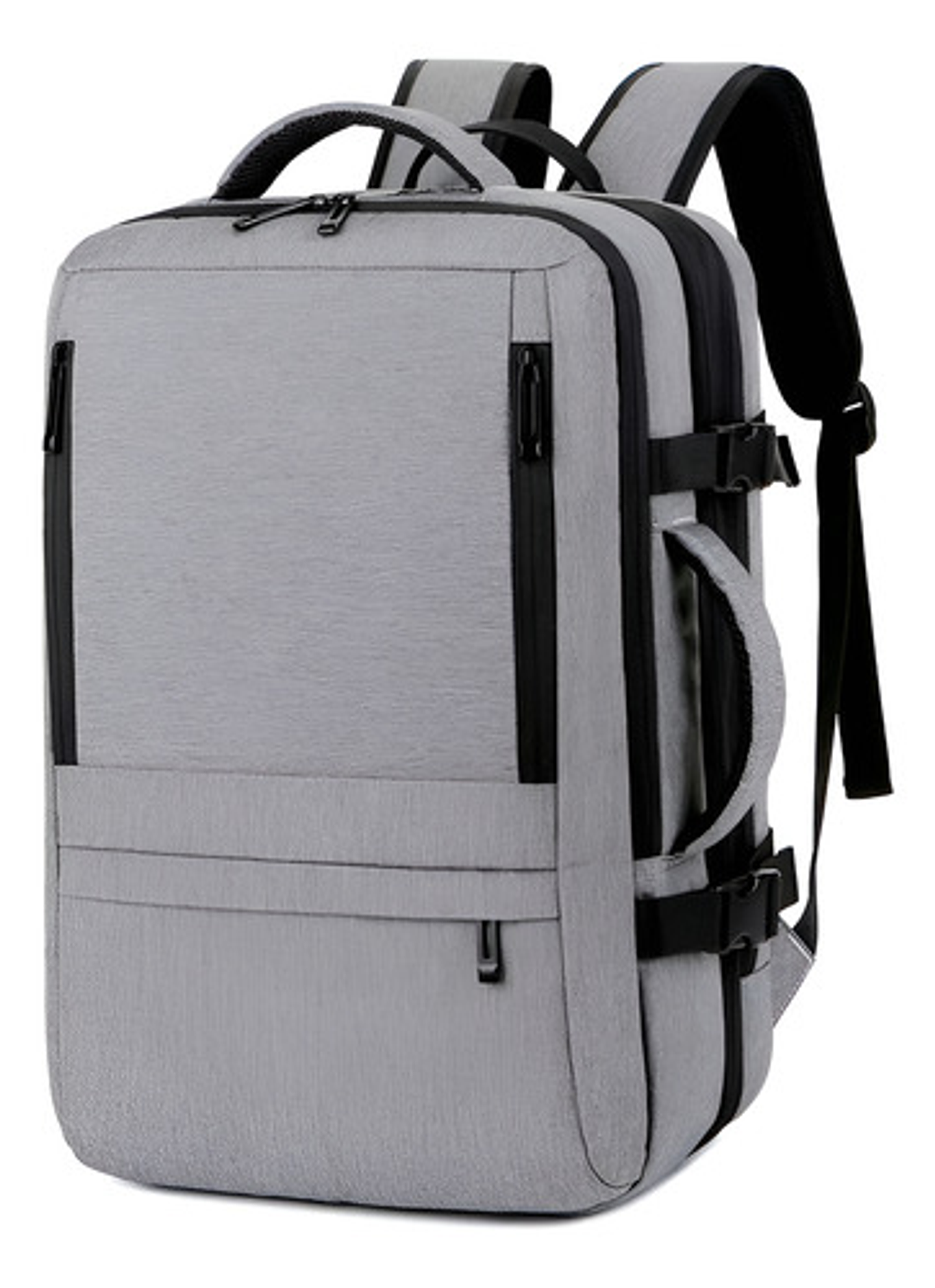 Mochila De Viaje Avión Multifuncional Gran Capacidad 35 Lts Color Gris Liso 1