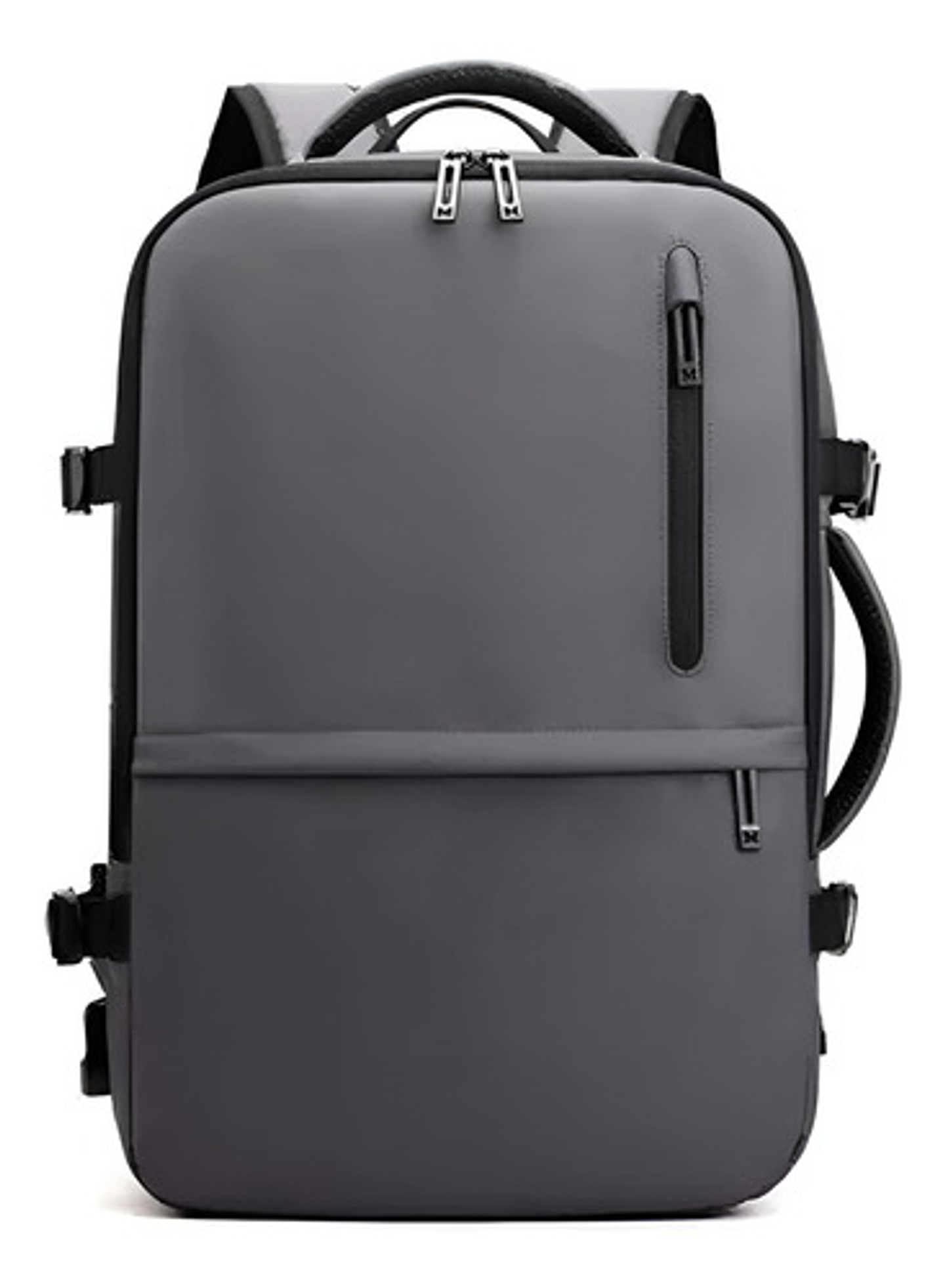 Mochila De Viaje Avión Multifuncional Gran Capacidad Usb Color Gris Liso 1