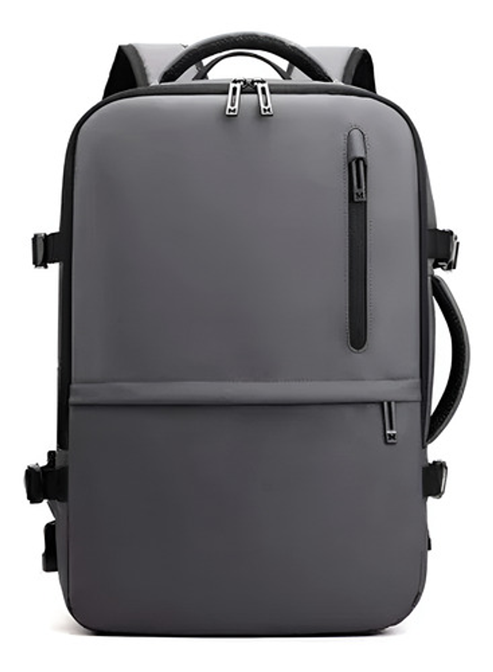 Mochila De Viaje Avión Multifuncional Gran Capacidad Usb Color Gris Liso 1