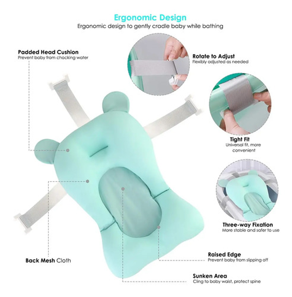 Hamaca Cojín Malla De Baño Para Tina Bañera De Bebé 3