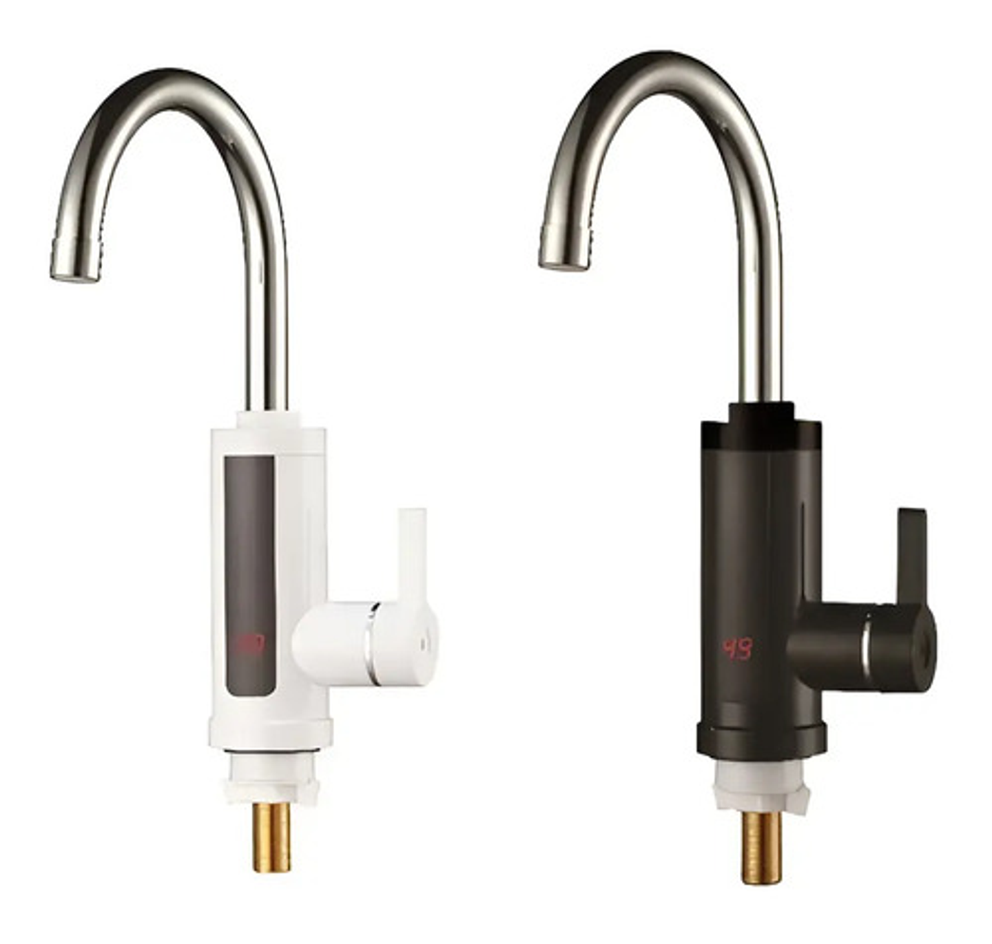 Llave Grifo Agua Caliente Eléctrico Para Lavaplatos Color Pl Acabado Brillante Color Plateado 1