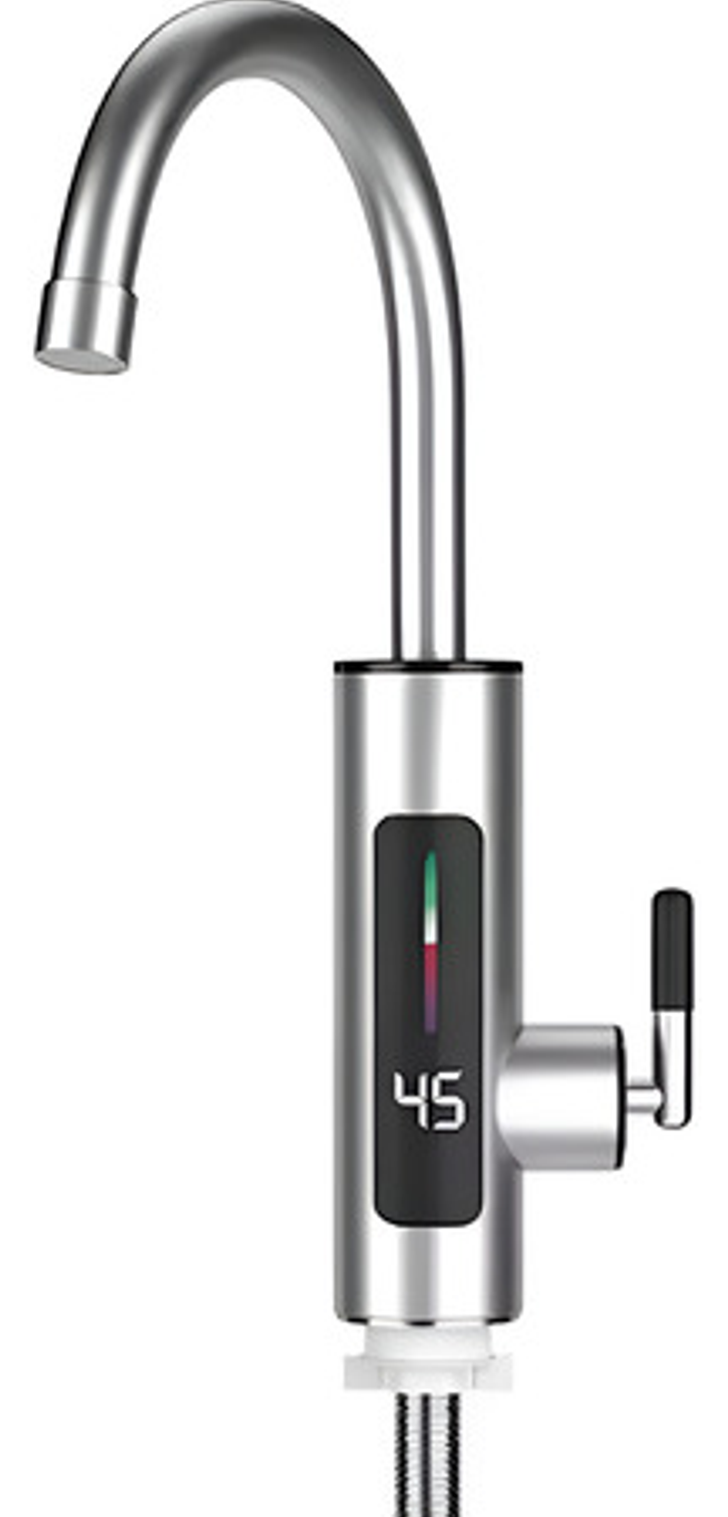 Llave Grifo Agua Caliente Eléctrico Para Lavaplatos Color Pl Acabado Brillante Color Plateado 2