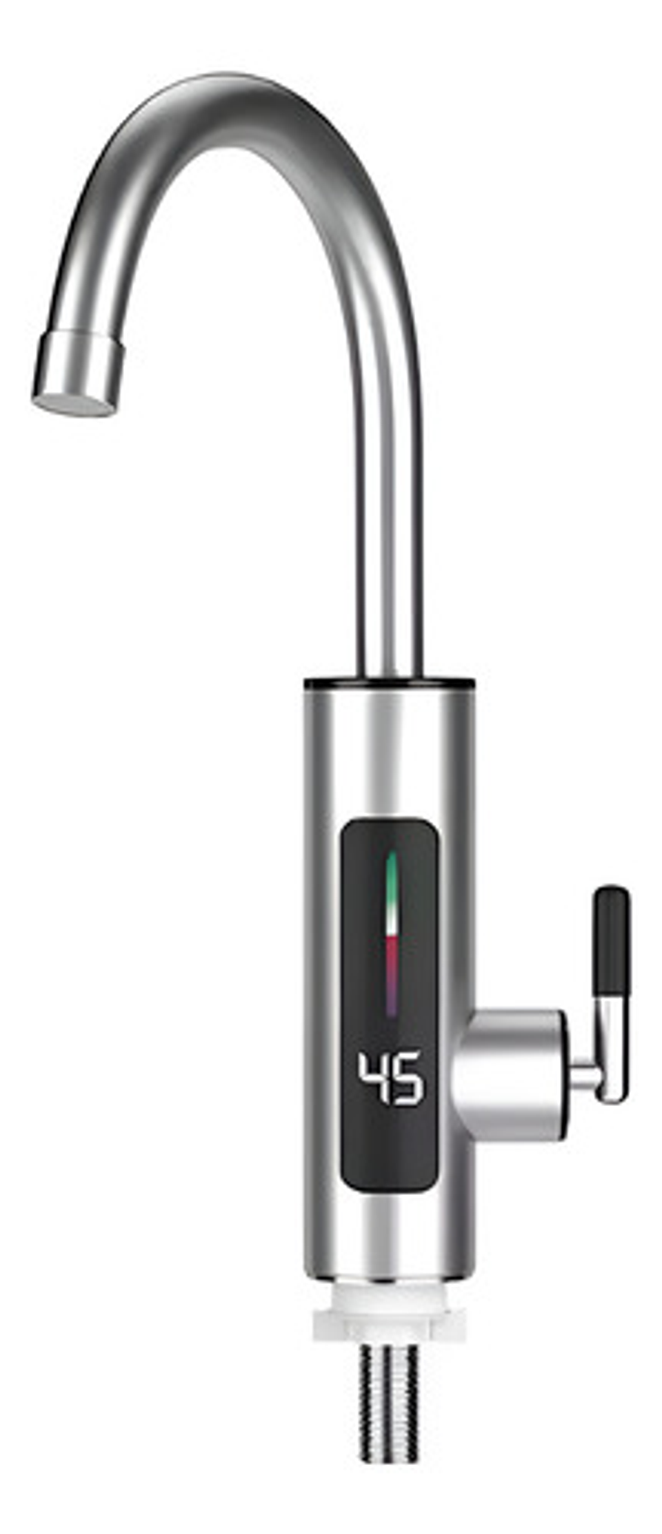 Llave Grifo Agua Caliente Eléctrico Para Lavaplatos Color Pl Acabado Brillante Color Plateado 2