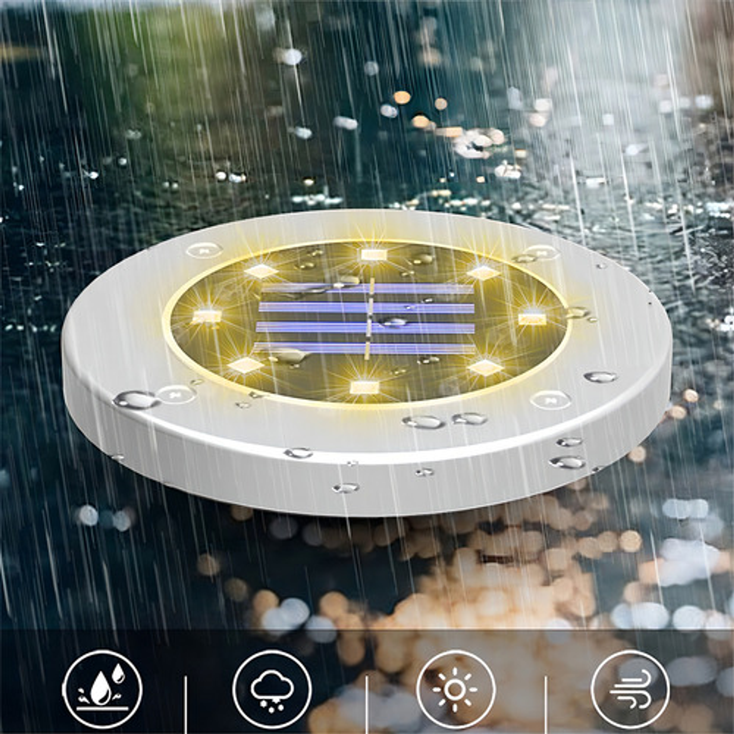 Pack De Focos Solares Led Con Estaca Para Jardín - Luz Fría Y Acabado Plateado 6