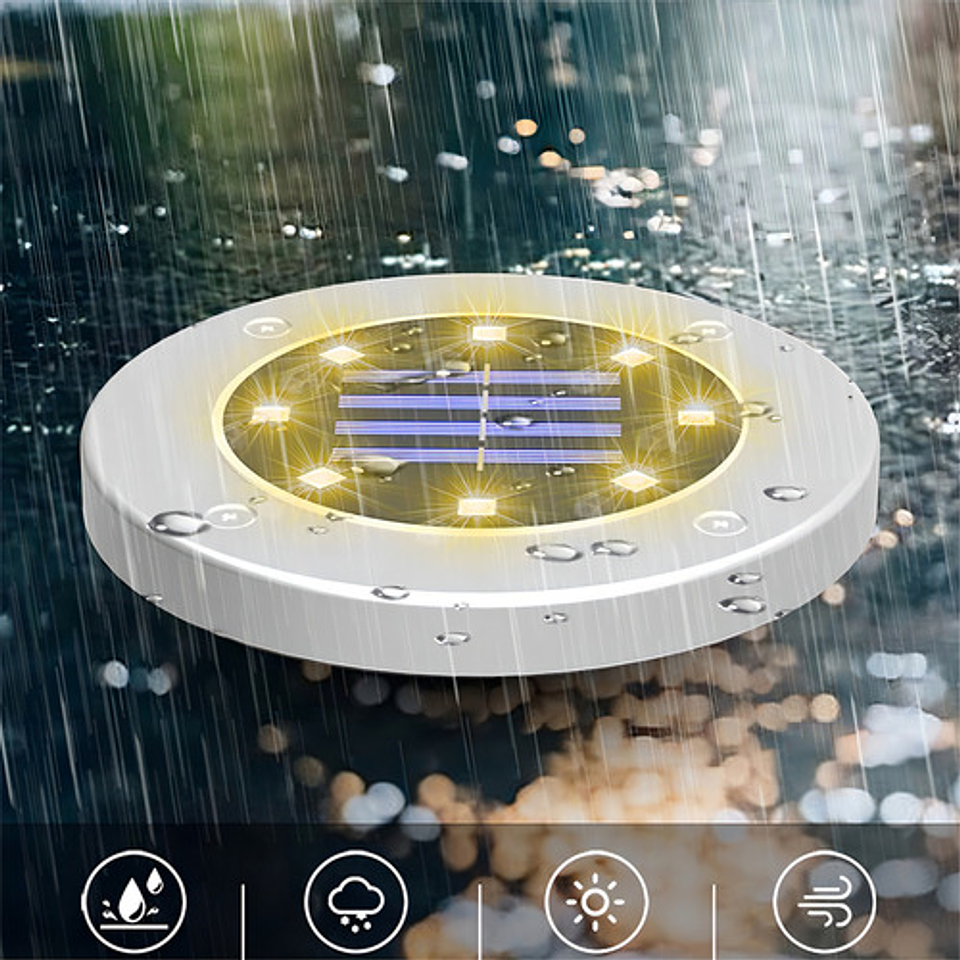 Pack De Focos Solares Led Con Estaca Para Jardín - Luz Fría Y Acabado Plateado 6