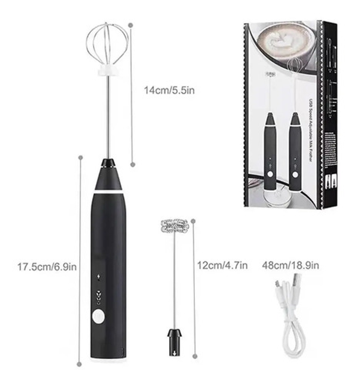 Evolution Mini Batidor Eléctrico De Espuma Café Y Leche Reca Color Negro 3