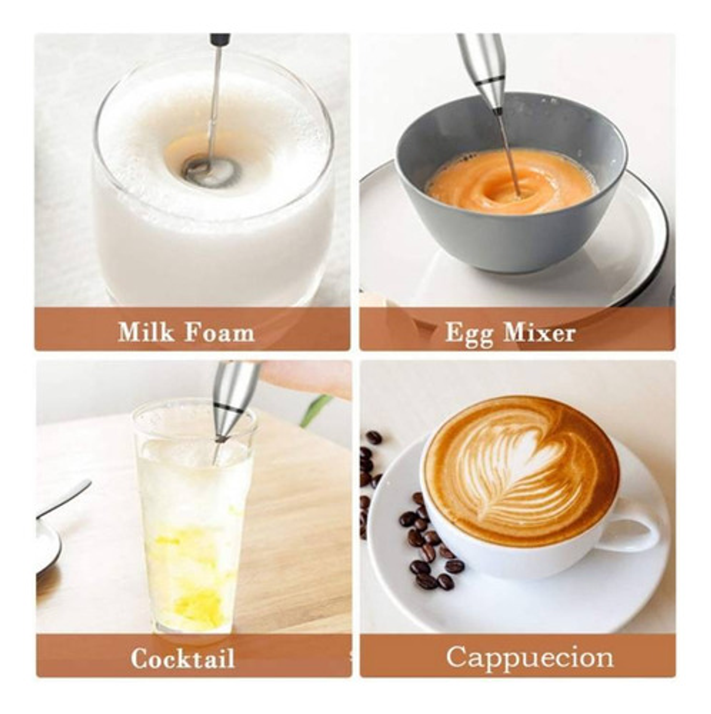 Evolution Mini Batidor Eléctrico De Espuma Café Y Leche Reca Color Negro 11