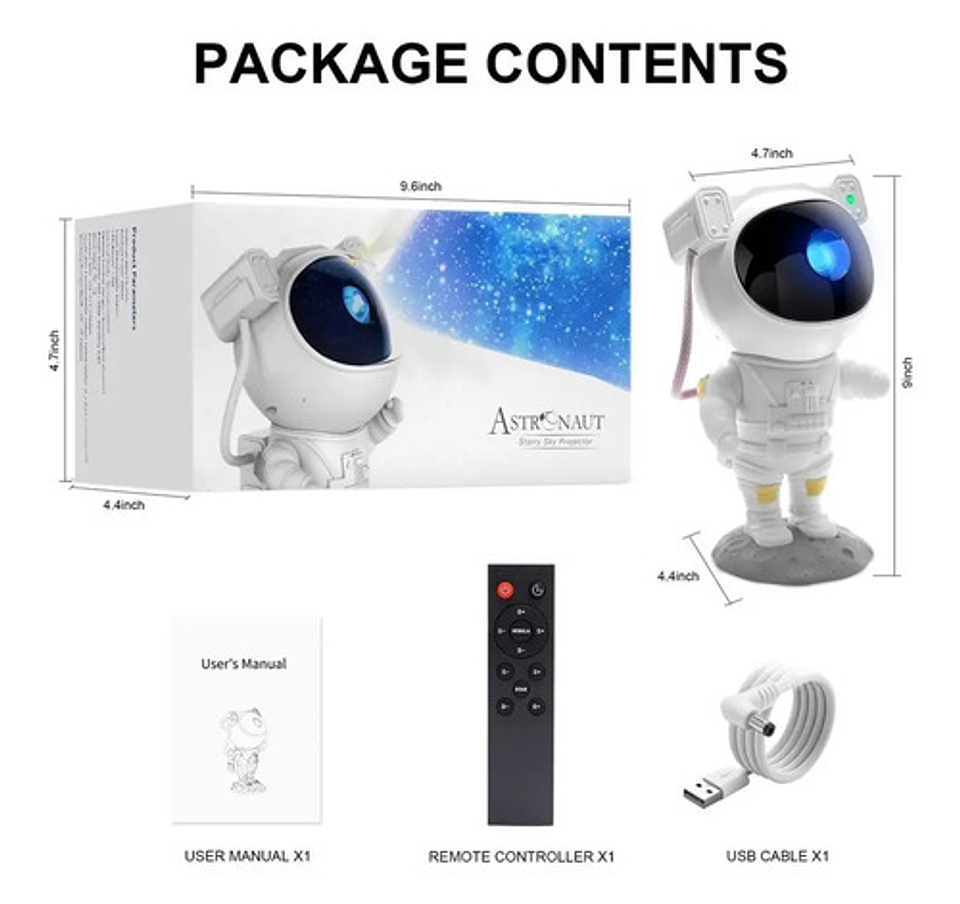 Proyector Lampara Astronauta Luz De Estrellas Y Galaxia 6
