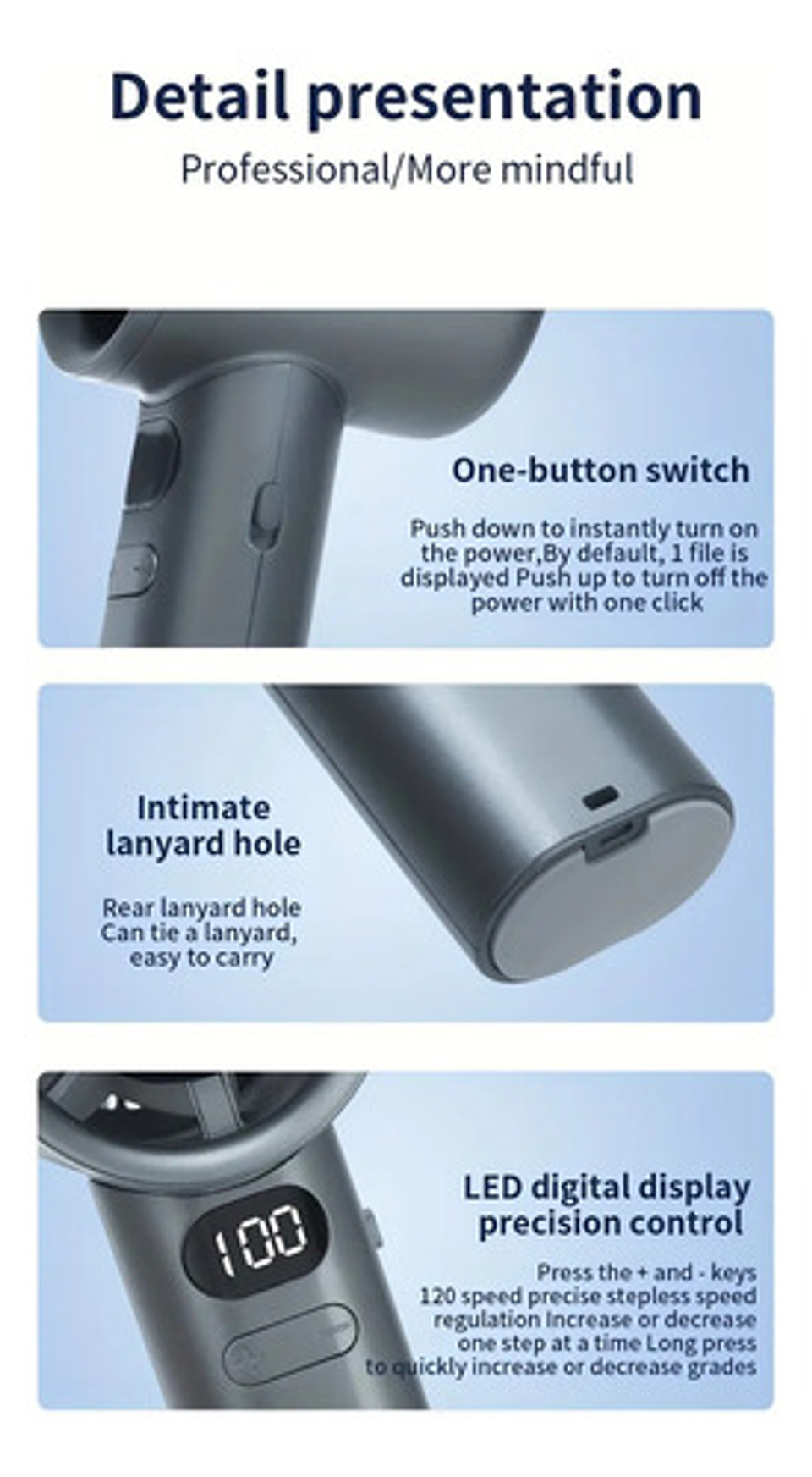 Mini Ventilador Portátil De Mano Recargable Usb 120 Vel. 16