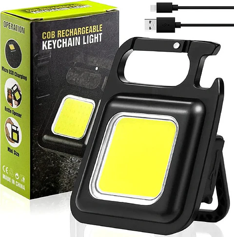 Linterna Llavero Led Cob 800 Lm Recargable Imán 4 Modos Usb Blanco Negro