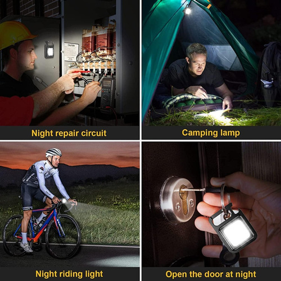 Linterna Llavero Led Cob 800 Lm Recargable Imán 4 Modos Usb Blanco Negro 6