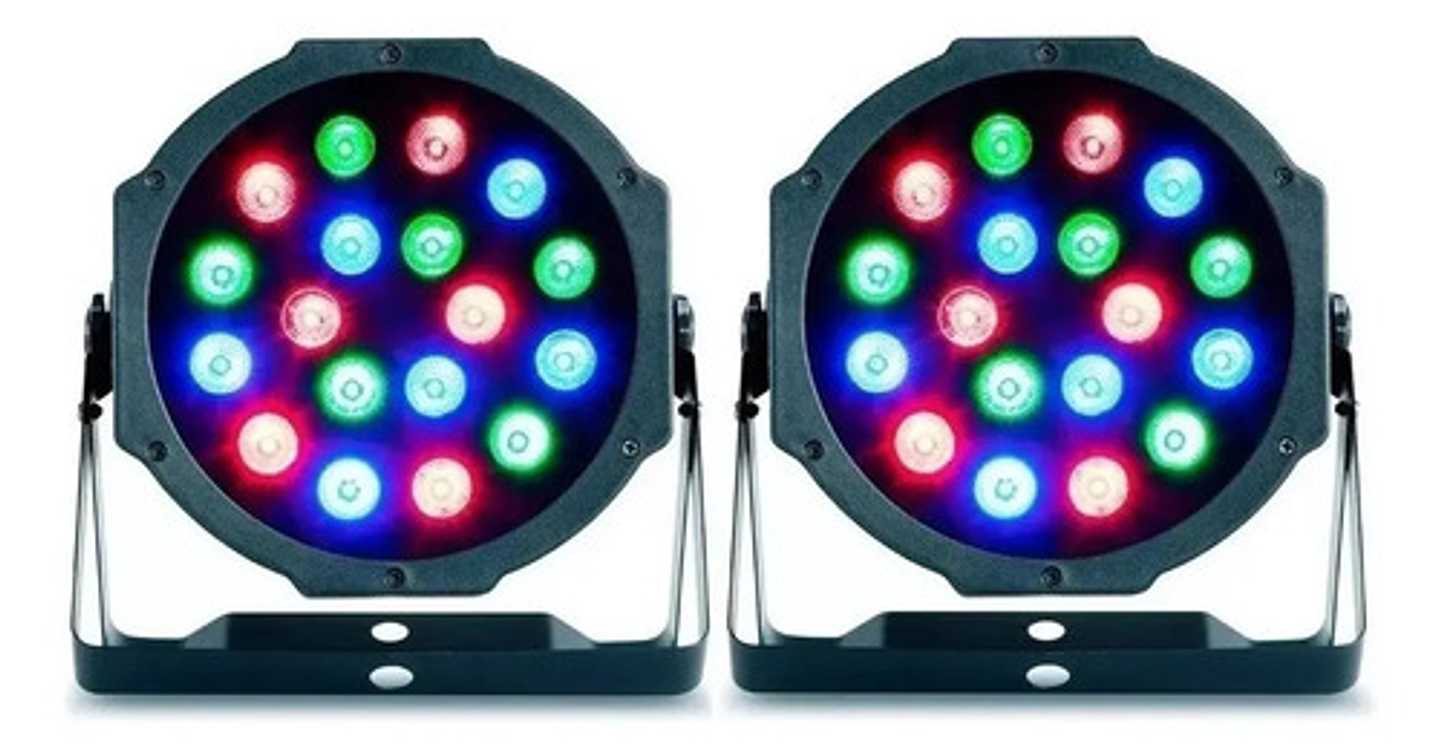 Pack 2 Foco Luces 18 Led Rgb Dmx Fiesta Disco Corriente 1