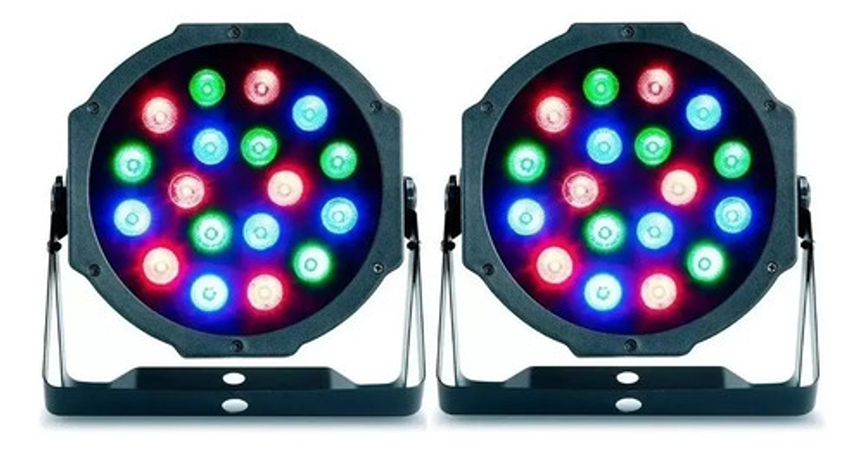 Pack 2 Foco Luces 18 Led Rgb Dmx Fiesta Disco Corriente 1