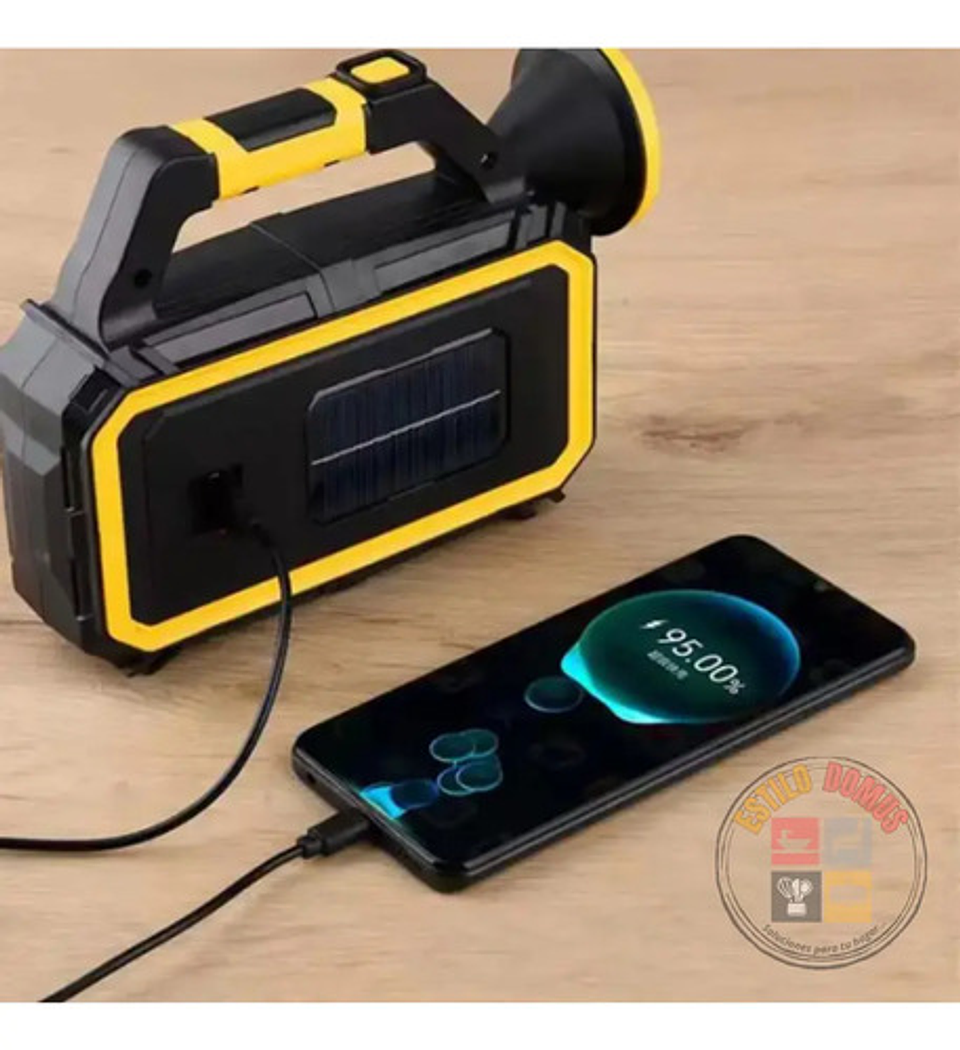 Linterna Led Solar Con 3 Modos Recargable Emergencia 2