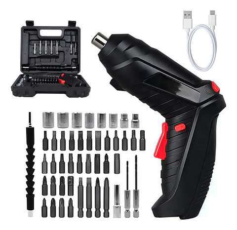 48 Piezas Kit Destornillador Eléctrico Recargable Inalámbrico Slim Company Mini Atornillador De Precisión, Taladro Para Reparación Negro 3.6v