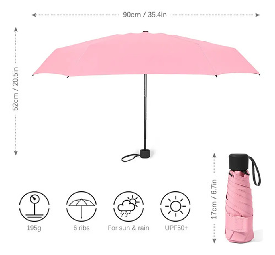 Paraguas Uv Y Lluvia Compacto Apertura Rápida 8